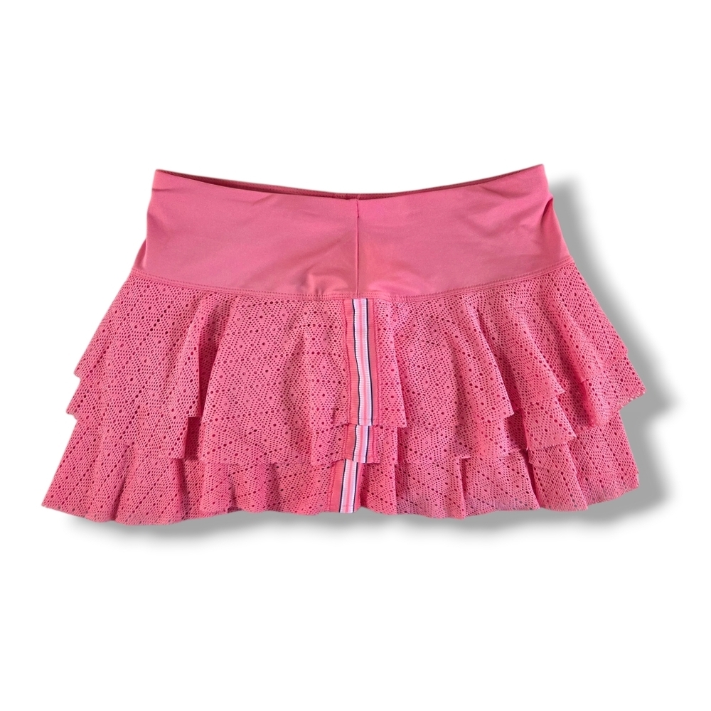 LUCKY IN LOVE Patched Stripe Rally Eyelet Tennis Pickleball Skort Skirt Medium - Picture 3 of 7